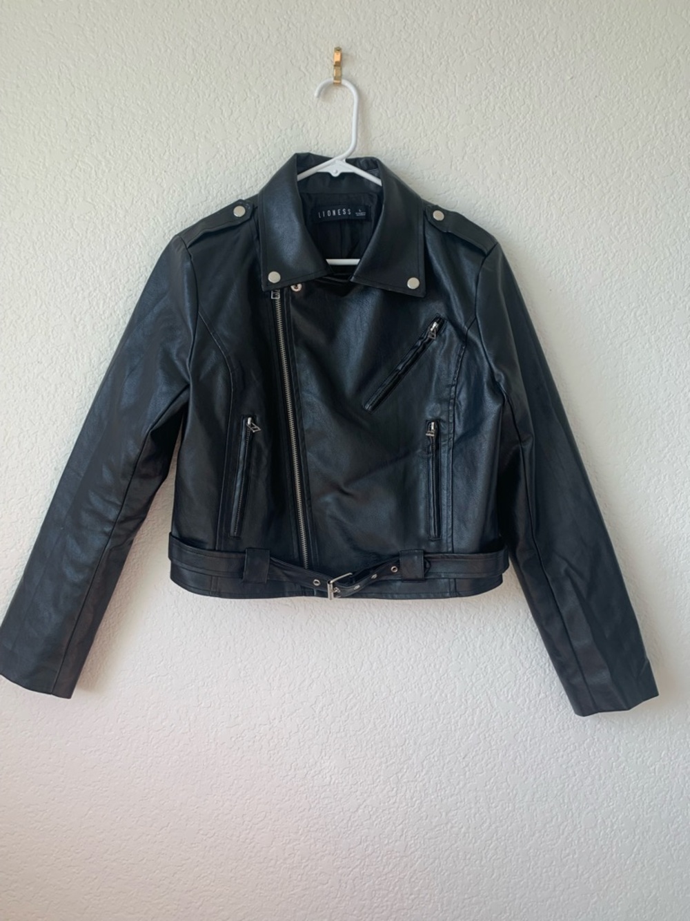 Lioness Black Faux Leather Asymmetrical Moto Jacket